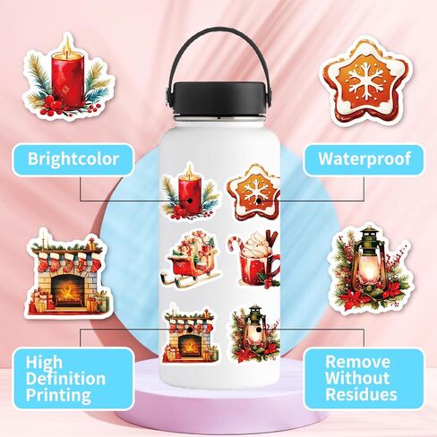Christmas Stickers,100 Pcs Vinyl Holiday Stickers for Adults, Vintage Christmas Stickers for Christmas Decorations Gift Tags Greeting Cards Scrapbook Water Bottle in Saudi Arabia
