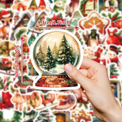 Christmas Stickers,100 Pcs Vinyl Holiday Stickers for Adults, Vintage Christmas Stickers for Christmas Decorations Gift Tags Greeting Cards Scrapbook Water Bottle in Saudi Arabia