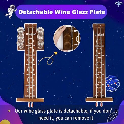 Shoot The Moon Game,with 2 Wine Glass Plate&6 Glasses, Large 17 inches,Classic Desktop Games, Solid Wood Board with Metal Ball and Rods, Retro Balancing Game for Family and Bar (Cherry) in Kuwait