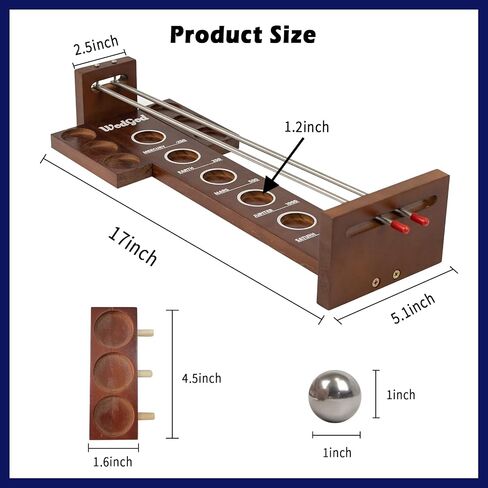 Shoot The Moon Game,with 2 Wine Glass Plate&6 Glasses, Large 17 inches,Classic Desktop Games, Solid Wood Board with Metal Ball and Rods, Retro Balancing Game for Family and Bar (Cherry) in Kuwait