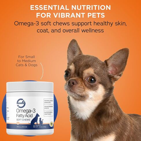 Stratford Pharmaceuticals EZ Chew Omega 3 Fatty Acid Soft Chew Max Strength - Dog Omega 3 Supplement - Soft Chew Treats with Fish Oil for Dogs - Small and Medium Dogs - 60 Soft Chews in Saudi Arabia
