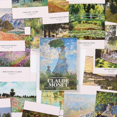 Claude Monet Art Postcards, Famous Painting Modern Artwork Post Cards Bulk Pack(30 Pack), Vintage Aesthetic Picture Wall Collage, Postcards Poster for School Students Teacher Thank You Note Cards in Kuwait