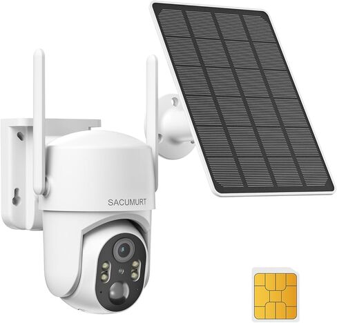 كاميرا أمان خلوية 4G LTE لا حاجة إلى الإنترنت، لا توجد كاميرا أمان WiFi لاسلكية تعمل بالطاقة الشمسية في الهواء الطلق، بطاقة SIM، إصدار ليلي ملون 2K، عرض مباشر 360 درجة، كشف الحركة، صوت ثنائي الاتجاه in Kuwait