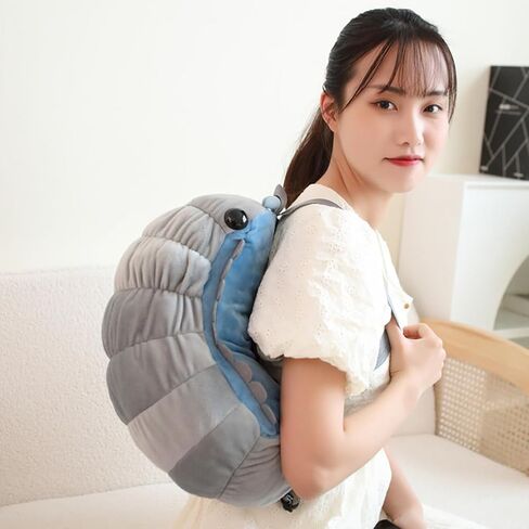 Simulation Insect Backpack Plush Toys Soft Stuffed Cartoon Doll Watermelon Worm Animal Toy Creative Gift for Children Kids Easter, Thanksgiving, Christmas, New Year's Gifts(blue,40cm/15.7 inch) in Saudi Arabia