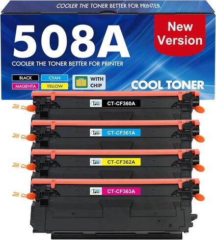 مجموعة خرطوشة حبر 508A M553 مكونة من 4 قطع بديلة متوافقة لحبر HP 508A 508X للمؤسسات M553 M552 553 MFP M577 CF360X CF361X CF362X CF363X (إصدار جديد، أسود سماوي أرجواني أصفر) in Kuwait