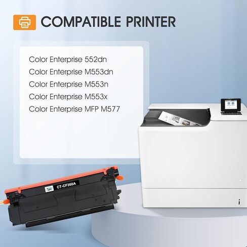 مجموعة خرطوشة حبر 508A M553 مكونة من 4 قطع بديلة متوافقة لحبر HP 508A 508X للمؤسسات M553 M552 553 MFP M577 CF360X CF361X CF362X CF363X (إصدار جديد، أسود سماوي أرجواني أصفر) in Kuwait