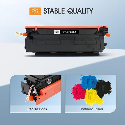 مجموعة خرطوشة حبر 508A M553 مكونة من 4 قطع بديلة متوافقة لحبر HP 508A 508X للمؤسسات M553 M552 553 MFP M577 CF360X CF361X CF362X CF363X (إصدار جديد، أسود سماوي أرجواني أصفر) in Kuwait