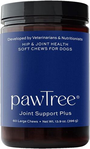 pawTree Joint & Hip Support Supplement for Dogs with Glucosamine, Chondroitin, MSM, Tumeric & Green Lipped Mussels - Vitamins, Supplements & Health Essentials - All-Natural Mobility Soft Chews in Saudi Arabia