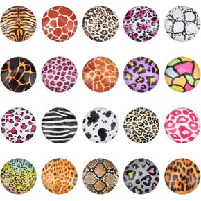 arricraft 120PCS 12mm Cabochons, Flat Back Beads, Animal Skin Glass Dome Cabochons for Photo Pendant Craft Jewelry Making-20 Patterns Fixed Selection