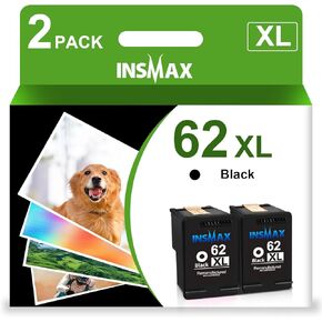 62XL Black Ink Cartridges Remanufactured for HP Ink 62 XL for HP 62 62XL Works with HP OfficeJet 5740 5741 8040 Envy 5540 5549 5640 5660 7640 7645 OfficeJet Mobile 250 200 Printer (2 Black)