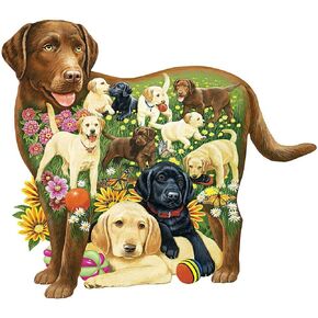 Bits and Pieces - 750 Piece Shaped Puzzle - Lovable Labs, Labrador Dog Puppies - by Artist Jack Williams - 750 pc Jigsaw