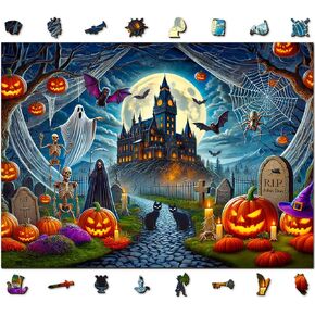 WOODEN.CITY Wooden Halloween Puzzle 1000 Pieces | 21,25 in x 15,5 in | Made in EU