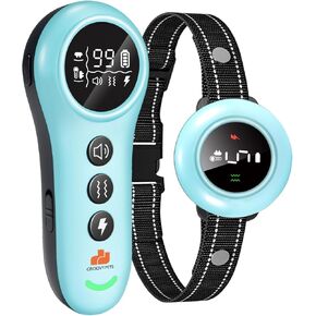 550 Yard Auto Anti-bark Remote Dog Training Shock Collar, Sky Blue/Torquoise