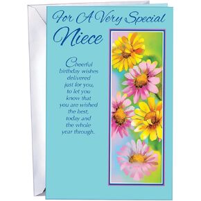 Chuck's Card-O-Rama - Birthday Card Niece - Niece Birthday Card - MADE in USA Greeting Card - Excellent Card Stock, Envelope Included - 5" x 7.75" - Packaged in Extra Sturdy Mailer - 95405