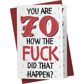 Karto Funny 70th Birthday Card for Men Women - Large 5.5x8.5 inch 70 Years Old Birthday Cards for Him Her - How