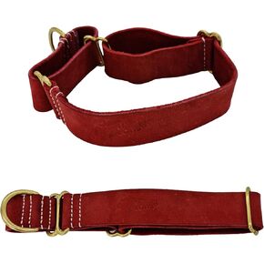 BlazingPaws® Vibrington Martingale Leather Dog Collar, Slip-On, Adjustable, for Medium Dogs, 3/4 Inch Wide in Colorful Thick Distressed Leather Shades (Tan, M: Neck Size 12-14 Inches)