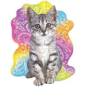 Playhouse Tabby Kitten 25-Piece Die-Cut Shaped Mini Puzzle for Kids