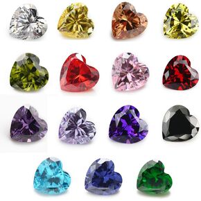 Mix 15 Colors Heart Shape Cubic Zirconia Stone Loose CZ Stones for Jewelry Making