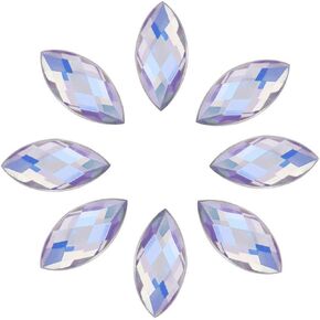 500Pcs Crystal AB Acrylic Flatback Rhinestones, Horse Eye Shaped Beads for DIY Crafts Handicrafts Clothes Bag Shoes Wholesale Scrapbooking, Kids Adult Gift, White AB 7X15mm
