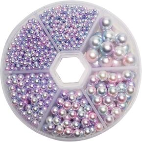 Chenkou Craft 1550PCS 1 Box Plastic Round Imitation Pearls Bead No Hole Loose Beads Gem (Dark Mix, Mix)