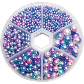 Chenkou Craft 1550PCS 1 Box Plastic Round Imitation Pearls Bead No Hole Loose Beads Gem (Dark Mix, Mix)