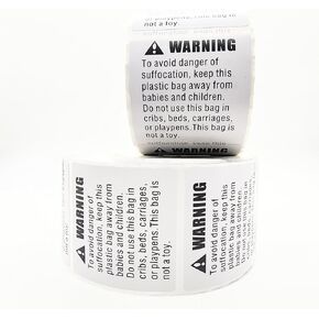 1000 Labels 2 x 2 Suffocation Warning Labels Choking Hazard Self Adhesive FBA Approved Labels Stickers (2 Rolls of 500)