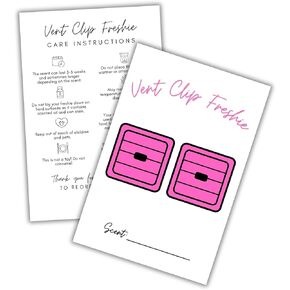 Lashicorn Vent Clip Freshie Package Insert Card with Card Instructions 4x6" Postcard for 5x7" Holographic Car Freshener Minimalist Pink