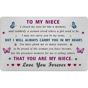 EE&YU Niece Christmas Card Gifts - Adult Niece Gifts from Auntie Uncle, I Love My Favorite Niece Gifts, Niece Card for Women, Proud Niece Present, Funny Niece Birthday Present
