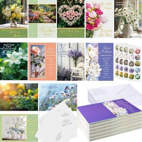 72 Pack Religious Get Well Cards with Envelopes Christian Get Well Soon Cards Bulk Religious Greeting Cards with Scripture Encouragement Floral and Landscape Blessing 4.5 x 6.2 Inch