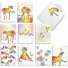 The Best Card Company Assorted Blank Greeting Card Box Set - Incl. 20 Cards + Envelopes - 10 Unique Designs - Perfect for Thank Yous, Invitations, More - Driving Divas AM9276OCB-B2x10