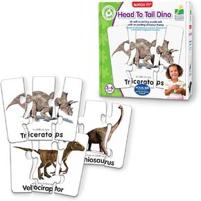 The Learning Journey: Match It! Head to Tail Dinos - 20 Piece with Error-Correction - Beginner Dinosaur Puzzles Words with Matching Images - Learning Toys for 3 4 5 6 Year Olds - Award Winning Toys