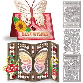 GLOBLELAND 3D Butterfly Card Cutting Dies for DIY Scrapbooking Metal Plants Cut Dies Sunflowers Roses Mushrooms Die Cuts for Card Making Embossing Photo Album Craft Decor
