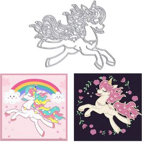 Cartoon Animal Horse Die Cuts for Card Making, Fantasy Pony Cutting Dies Cute Unicorn Dies Stencils Embossing Template for Scrapbooking DIY Cards Album Crafts Supplies