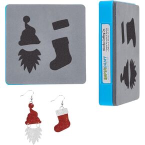 SUPERDANT Leather Cutting Dies Christmas Santa Stocking Earring Wooden Die Cutting Christmas Tree Decoration DIY Craft Die Cut Faux Leather Cutting Dies Machine for Women Girls Jewelry Keychain Gifts
