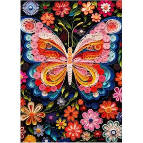 Butterfly Puzzles for Adults 1000 Pieces, Colorful Flowers Butterflies Paper-Cut Art Jigsaw Puzzles, Butterfly Garden Plant Difficult Hard Puzzle as Home Wall Art