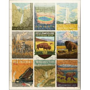 MyPuzzle Yellowstone National Park: 150th Anniversary Commemorative Print, Vintage Poster - Premium 1000 Piece Jigsaw Puzzle for Adults