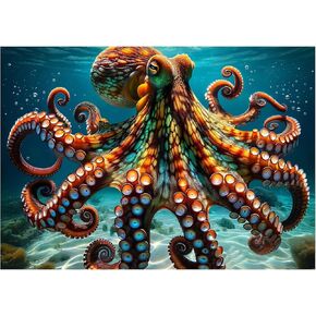 Rocorose Octopus Puzzles for Adults 1000 Pieces, Deep Blue Sea Ocean Exploration Theme Jigsaw Puzzle, Nature Marine Artwork Challenging Family Activity Puzzle Game
