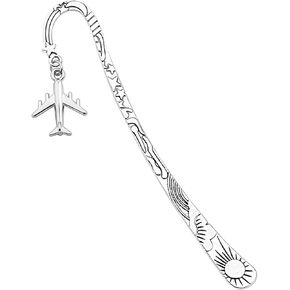 AKTAP Reading Lover Gift Airplane Bookmarks Book Gift for Travel Enthusiast Flight Attendant Book Jewelry Fly Safe Gift (Airplane Bookmarks)