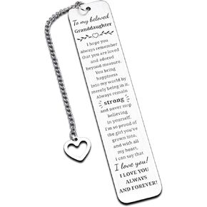 Granddaughter Gifts from Grandma -Stocking Stuffers for Granddaughter Best Gifts for 20 Year Old Girl Book Mark for Reading Women 16th 18th Birthday Gift for Granddaughter from Grandpa Bookwarm Gifts