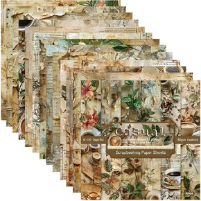 6"× 6" Scrapbook Paper Pad, 24 Sheets Coffee Latte Retro Pattern Bag Scrapbooking Decoupage Supply Cardstock for Planners Journals Background Borders Making Greeting Cards Creating Tag (22026) in Kuwait