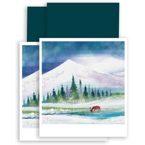(2Pcs) Deer in Winter Landscape Magnetic Bookmark Mountain Book Page Markers Gift for Reading Lover Nerd Book Addict Bookish Bookworm Reader Office Stationery - Size 2.8"x1.8" When Folded