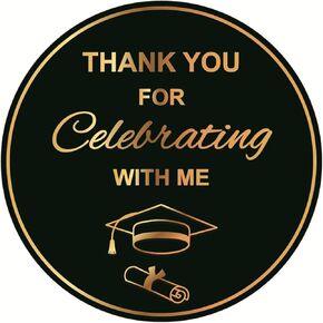 Graduation Thank You Stickers,2 inch 90pcs Gold Stamping Thank You Celebrating Us Sticker for Graduation Party
