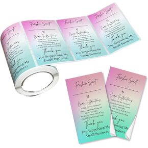Freshie Warning Care Instruction Card Stickers | 200 Sticker Roll | 2x3.5" Write in Your Scent Line Rainbow Ombre Pink Green Scented Bead Molds Aroma Oil Freshie Silicone It’s Getting Hot Labels