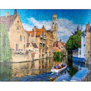 MyPuzzle Historical City Center with Canal in Bruges, West Flanders, Belgium - Premium 500 Piece Jigsaw Puzzle for Adults