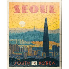 MyPuzzle South Korea: Seoul, Vintage Poster - Premium 1000 Piece Jigsaw Puzzle for Adults