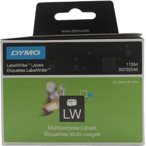 DYMO Authentic LabelWriter Multi-Purpose Labels | 57 mm x 32 mm | Self-Adhesive | Roll of 1000 | Easy-Peel Labels | for LabelWriter Label Makers | Made in Europe, White