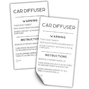 Car Oil Diffuser Vent Warning Labels and Instruction Stickers | 250 per Roll 2x3.5" Scent Write In How To Use Minimalist Card Air Freshie Freshener