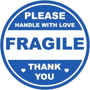 2 inch 300 PCS Blue Fragile Handle with Love Labels Stickers Shipping Mailing Cartons Envelops Adhesive Labels