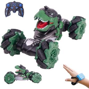 New 2.4GHz Dinosaur Gesture Controlled RC Car – 4x4 Wheel Drive RC Dino Car with Light, Dino Sound, Music & Dance Mode - Indoor Outdoor All Terrain RC Stunt Car Gift