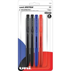 uniball Spectrum Retractable Gel Pens, Medium Point (0.7mm), Assorted Ink, 4 Pack